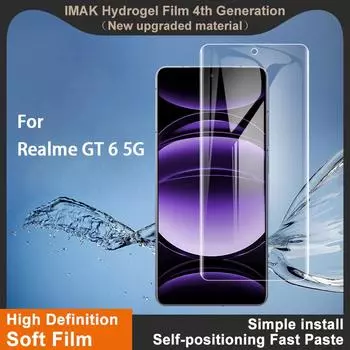 Для Realme GT 6 5G Glass IMAK Hydrogel Film 4-го поколения Full Cover Screen Protector Realme GT 6 5G