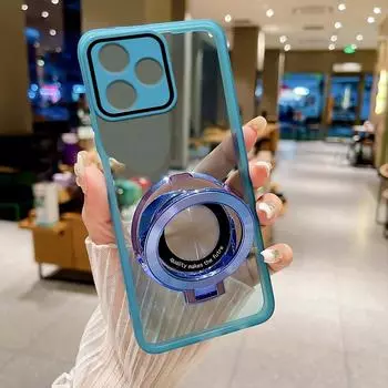 Для Realme GT 6 6T NEO 6 SE Magsafe подставка с прозрачным объективом, защитная пленка для камеры, чехол для Realme GT6 T C63, магнитный кронштейн, силиконовый мягкий чехол Realme C63 синий