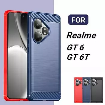 Для Realme GT 6T Чехол Realme GT 6 6T 5G Чехол Противоударный Силиконовый Матовый TPU Резиновый Защитный Чехол для Телефона Задняя Крышка Для Realme GT 6T Realme GT 6 чёрный