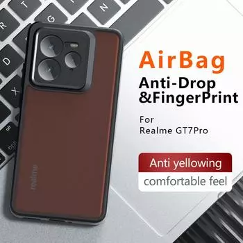 Для Realme GT 7 Pro GT7 Pro Чехол Роскошный акриловый матовый прозрачный жесткий чехол для ПК для Realme GT 6 T 6T NEO 6 SE GT5 Pro Ударопрочный бампер For Realme GT7 Pro чёрный