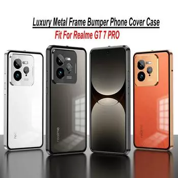 Для Realme GT 7 Pro RMX5010 5011 чехол роскошный алюминиевый сплав бампер рамка магнит закрытая металлическая задняя крышка для Realme GT 6T GT NEO 6 SE 5 Realme GT 7 Pro чёрный