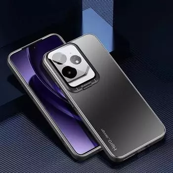 Для Realme NEO 7 чехол металлический объектив камера держатель крышка для Realme NEO7 GT 6T GT6 T NEO6 SE противоударный матовый защитный чехол с подставкой Realme Neo7 чёрный