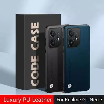 Для Realme Neo 7 GT 7 Pro Чехол Простой PU Кожаный Силиконовый TPU Чехол для Realme NEO7 GT 6 T NEO 6 SE GT7pro Ударопрочный Жесткий Бампер For Realme GT Neo7 чёрный