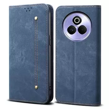 Для Realme P3 Pro 5G Чехол Текстура джинсовой ткани Кожаный чехол-подставка против царапин Blue