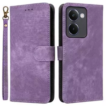 Для Realme P3 Ultra 5G Чехол-кошелек с RFID-блокировкой, из ПУ кожи, чехол-подставка для телефона со шнурком Purple
