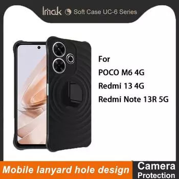 Для Redmi 13 4G / Redmi Note 13R 5G / POCO M6 4G чехол для телефона IMAK UC-6 матовый мягкий чехол Redmi 13 4G чёрный
