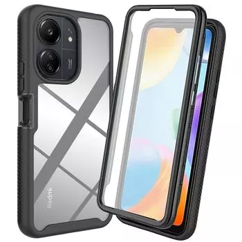 Для Redmi 13C 12C 10C Crystal Case 360 Protect Front Film Bumper Armor Back Etui Xiaomi Redmi 13R 10A 12 C 10 A 13 R Phone Cover Redmi 10 4G&Case and PET Film чёрный