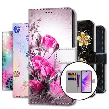 Для Redmi 13C Note 13 12 11 10 Pro Xiaomi Poco X4 X3 NFC X5 Pro M6 Beauty Flowers Pattern PU кожаный держатель для карт откидной кошелек подставка чехол для телефона Xiaomi Redmi 8