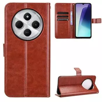 Для Redmi 14C 4G чехол-кошелек слот для карт магнитный флип кожаный держатель чехол для Redmi 14C 4G 13C 5G 4G 12C мягкий защитный чехол из ТПУ For Redmi 14C 4G чёрный