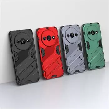 Для Redmi A3 Чехол Для Xiaomi Redmi A3 4G Чехол 6,71 дюйма Панк Броня Ударопрочный Жесткий Резиновый Кронштейн Бампер Для Redmi A3 For Xiaomi Redmi A3 чёрный