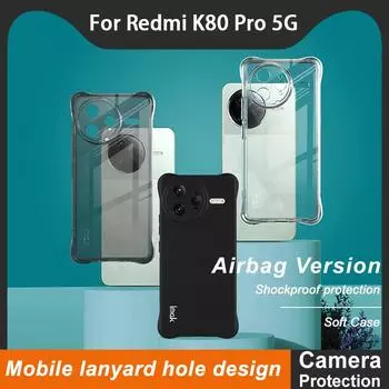 Для Redmi K80 Pro 5G Чехол для телефона IMAK Ударопрочный мягкий чехол Redmi K80 5G чёрный
