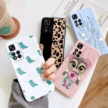 Для Redmi Note 11 Pro Plus 5G Phone Cove с милым цветком и мультяшным динозавром, задняя крышка, мягкий чехол для телефона Redmi Note 11 Pro + противоударная защитная задняя сумка Note 11 Pro Plus 5G