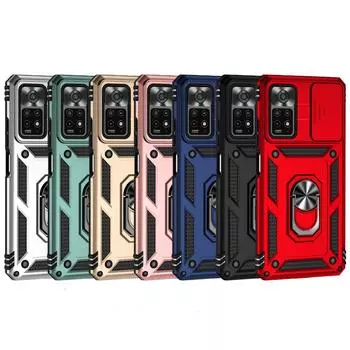 Для Redmi Note 12 Pro 4G Чехол Redmi Note 12 Pro Fundas Slide Lens Ring Holder Задний бампер Redmi Note 12 Pro Redmi Note 12 Pro 4G красный