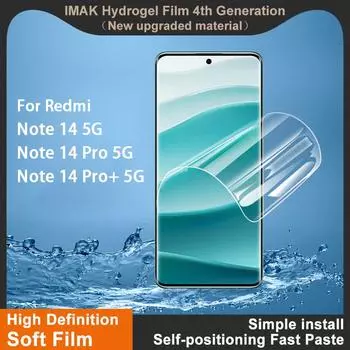 Для Redmi Note 14 Pro Plus 5G Glass IMAK Hydrogel Film 4-го поколения Full Cover Screen Protector Redmi Note 14 5G