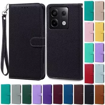 Для Redmi Note 14S Чехол-книжка из кожи, чехол-кошелек для Xiaomi Redmi Note 14S Чехол-книжка для телефона, чехол-книжка, чехол Fundas For Redmi Note 14S чёрный