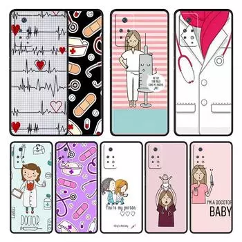 Для Redmi Note 9A 11 Pro K40 9T 7 10 8 9S 9 9C 8T K40S 10C черный стильный телефон Funda Nurse Medical Medicine Redmi Note 7