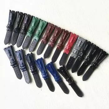 Для ремешка AP 28 мм Черный Темно-Синий Серый Зеленый Коричневый Красный Ремешок для часов из натуральной кожи Браслет со стальной застежкой, 18 цветов Without clasp