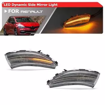 Для Renault Clio 4 Phase 1 2012-2016 Clio 4 Phase 2 2016-2020 Captur 2013- Динамический янтарный светодиодный боковой габаритный фонарь на зеркале заднего вида дым