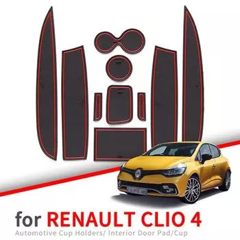 Для Renault Clio 4 противоскользящий коврик для дверного паза, противоскользящая накладка, аксессуары для стайлинга салона автомобиля, коврики для подстаканников красный