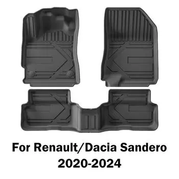 Для Renault/Dacia Sandero 2020-2025 Коврик для пола TPE Коврик для багажника Коврик для багажа Водонепроницаемый нескользящий коврик для пола Левый руль