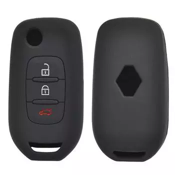 Для Renault Kadjar Captur символ Koleos Megane 2016-2018 чехол для ключей кожаный держатель 3 кнопки чёрный