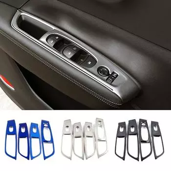 Для Renault Koleos 2017-2020 LHD Внутренний подлокотник двери Кнопка стеклоподъемника Панель Крышка Отделка Нержавеющая сталь Для Samsung QM6 чёрный