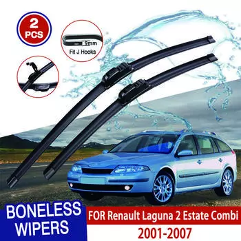 Для Renault Laguna 2 Estate Combi 2001-2007 автомобильный стеклоочиститель U-образный мягкий резиновый бескаркасный без кронштейна автомобильные дворники 24 +20