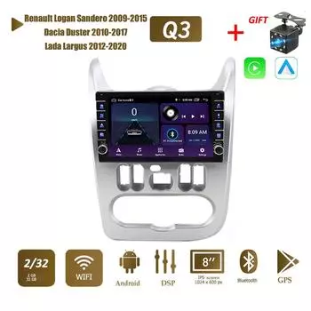 Для Renault Logan Sandero 2009-2015, для Dacia Duster 2010-2017, для Lada Largus 2012-2020, кнопка, ручка, автомобильный Android Carplay 2 + 32 ГБ 1+16GB