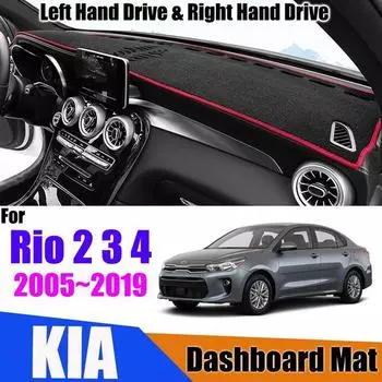 Для RIO 2 3 4 2005-2019 противоскользящий коврик для приборной панели, солнцезащитный козырек, защитный коврик для приборной панели, аксессуары для ковров 20052009Right Hand Drive чёрный