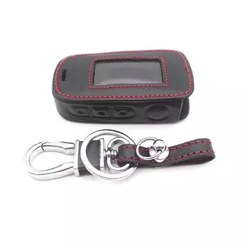 Для России A92/A94/A62 кожаный брелок-брелок двусторонний ЖК-сигнализация чехол для ключей с дистанционным управлением аксессуары Russia A92/A94 Cover красный/чёрный