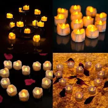 для Рождества Хэллоуина беспламенные электрические свечи светодиодные чайные свечи желтые мерцающие свечи на батарейках белый