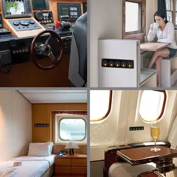 Для RV Лодка Яхта MarineCar Marine 5 Gang Водонепроницаемый Круглый Тумблер Тумблер Панель Комбинация Розеток Внутренние Детали 12-24 В Светодиодный зелёный