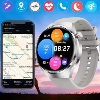 Для SACOSDING NFC Watch 4 Pro NFC Смарт-часы Мужские AMOLED 360*360 HD Экран Артериального Давления BT Call IP68 Водонепроницаемые Смарт-часы