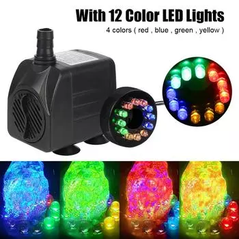 Для садового аквариума, аквариума, купальни для птиц, фонтана, бесшумный водяной насос с 12 светодиодами, погружной фонтан со шнуром питания
