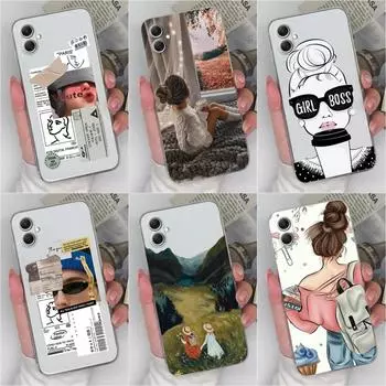 Для Samsung A05S S24 Xcover 7 Ultra A55 S23 FE A34 A35 Чехлы для телефонов Pretty Girl Boy Прозрачный силиконовый протектор экрана из ТПУ Корпус для Galaxy Samsung M34 5G