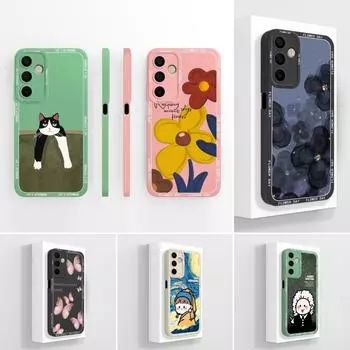 Для Samsung A16 A06 M35 C55 M15 F15 A55 A15 A05 S24 FE чехлы с милым рисунком ленивого кота жидкий силикон мягкий прочный противоскользящий чехол для Samsung Capas Samsung A16 5G