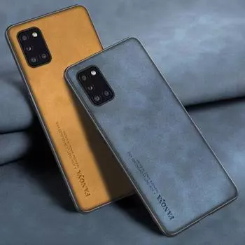 Для Samsung A31 чехол из овчины из искусственной кожи матовый чехол для Samsung A71 A51 4G 5G A50 A50S A30S противоударный чехол-бампер SM-A315N For Samsung A31 серый