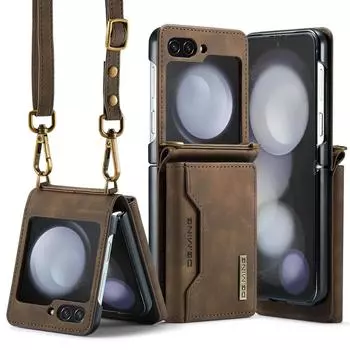 для samsung flip5 кожаный защитный чехол без отпечатков пальцев для Samsung Galaxy Z Flip 5 5G Flip5 портативный держатель для карт сумка Coque for Samsung Z Flip 5