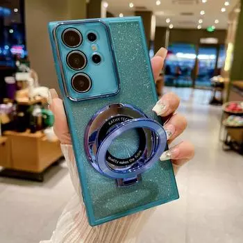 Для Samsung Galaxy A05 A15 A25 A35 A55 блестящее кольцо-держатель противоударный чехол Блестящий чехол из ТПУ для Galaxy F15 M15 5G For Galaxy A05 светло-синий