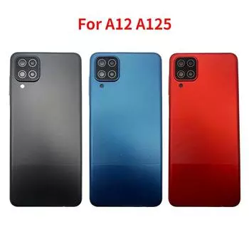 Для Samsung Galaxy A12 A125 A125F/DS Задняя батарея Корпус задней двери Замена на объектив камеры + боковая сторона красный