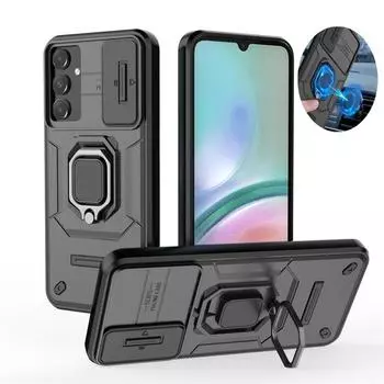 Для Samsung Galaxy A15 чехол-слайд-камера бронированный противоударный чехол для GalaxyA15 A15 A 15 автомобильный магнитный держатель кольцо-подставка задняя крышка For Galaxy A15 чёрный