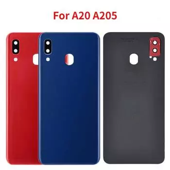 Для Samsung Galaxy A20 A205 SM-A205F A205DS задняя панель аккумулятора Запчасти для ремонта дверного корпуса с камерой Blue No Lens
