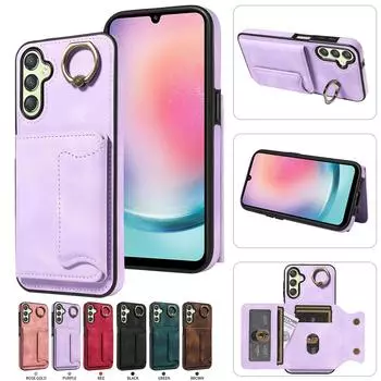 Для Samsung Galaxy A24 4G Кольцо Кронштейн Держатель Карты Слоты Крышка Чехол Для Телефона Samsung Galaxy A24 4G чёрный