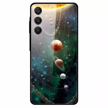 Для Samsung Galaxy A25 5G (Глобальный) (161,0 х 76,5 х 8,3 мм) Чехол с рисунком Закаленное стекло Чехол для телефона Planet