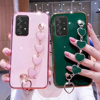 Для Samsung Galaxy A32 A21S A12 A22 A11 A31 A51 A71 A52 A72 A20 A50 A70 A02S A03S Роскошный браслет с покрытием Love, ремешок на запястье