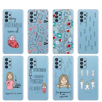 Для Samsung Galaxy A32 A22 A42 A52 A72 4G 5G S21 plus Note 20 ultra A03s силиконовый чехол Coque мультфильм медицина медсестра прозрачный Samsung A32 4G