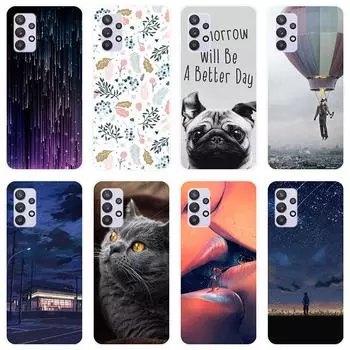 Для Samsung Galaxy A32 A 32 GalaxyA32 чехол Мягкая силиконовая задняя крышка модный чехол для телефона с мультяшным рисунком For Samsung Galaxy A32 белый