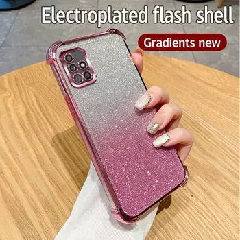 Для Samsung Galaxy A51 4G A22 A52s A05 A04 A04e A05s A03 Core Glitter Plating Silicone Soft Case Four Corner Anti-Shock Cover A51 4G