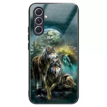 Для Samsung Galaxy A54 5G Противоударное Закаленное Стекло+Задняя Крышка из ТПУ с Печатью Рисунка Чехол для Телефона Style C