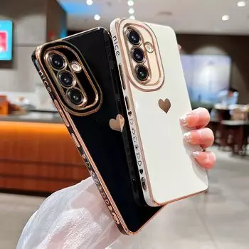 Для Samsung Galaxy A54 A34 A14 A13 5G Роскошный гальванический милый чехол для телефона с рисунком сердца любви Полная защита камеры Мягкий силиконовый противоударный чехол For Samsung Galaxy A13 5G чёрный